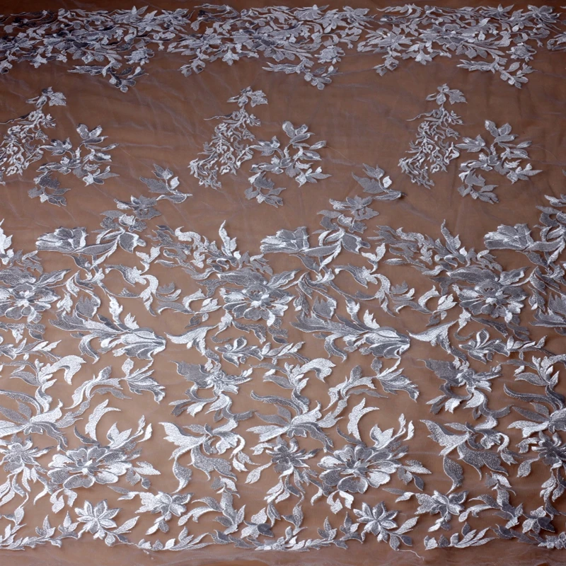 

New arrivals off white on mesh embroidred lace fabric for wedding/evening dress fabric by yard