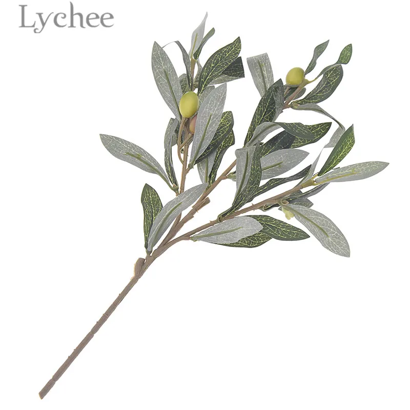 

Lychee 1pcs Artificial Plastic Olive Branch Simulation Green Plant Festival Decoration Home Table Ornaments