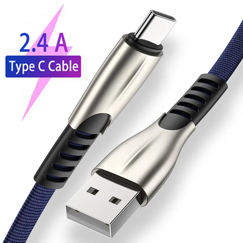 

For Samsung S9 A50 A20 Huawei P20 Lite LG G6 HTC U11 OnePlus 7 6 Phone QC 3.0 Fast Charger Data Cord Metal plug Type C USB Cable