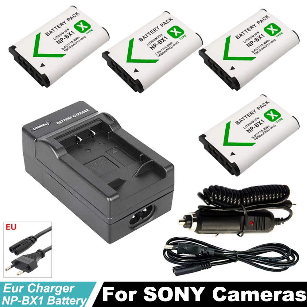 4x NP-BX1 NPBX1 np bx1 батарея+ ЕС Автомобильный Зарядное устройство для sony DSC-RX100 DSC-WX500 HX300 WX300 HDR AS100v AS200V AS15 AS30V AS300 M3 M2