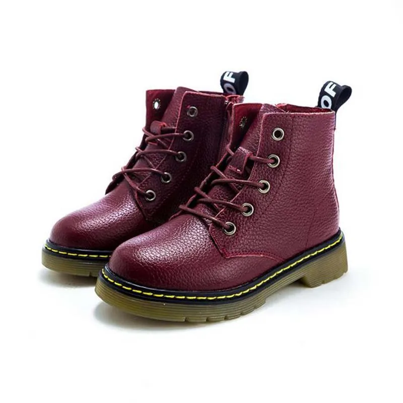 

Children's shoes boots genuine leatther martin boots for boys and girls autumn winter England style kids boots quality cow boots