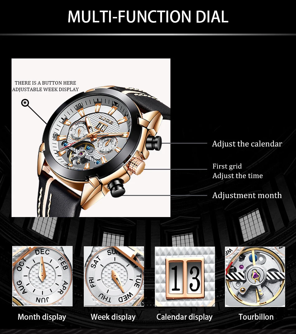 LIGE 2019New Роскошные модные Tourbillon автоматические механические мужские часы с повседневными деловые водонепроницаемые часы Relogio Masculino