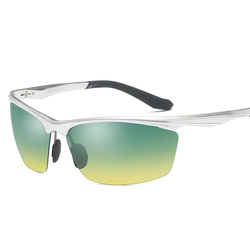 YSO солнцезащитные очки Для Мужчин Поляризованные UV400 алюминия и магния рамки HD Ночное видение вождения очки без оправы аксессуар для Для мужчин 8545 - Цвет линз: Silver-GreenYellow