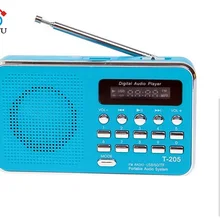 T-205 Мини Портативный fm-радио с возможностью перезарядки цифровой светодиодный MP3 динамик плеер Поддержка TF SD карта Воспроизведение AUX вход громкий динамик