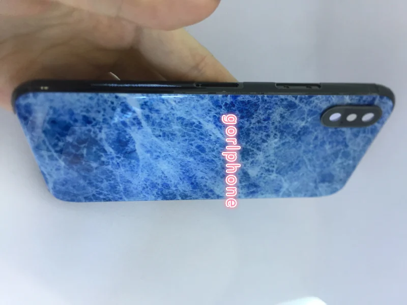 

for iphone X original shiny jet black Housing with Metal Frame Battery Door Replacement full set with marble back