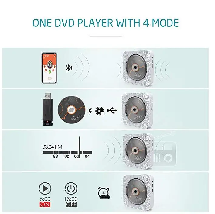  Kustron DVD Player with HDMI 1080P Output for TV Plays DVDs & CDs Pull Switch with Remote Control B