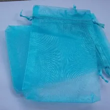 10*15 см 100 шт. голубой подарок Сумки для ювелирных изделий/свадьба/Рождество/День рождения Пряжа сумка с ручками Упаковка Из Органзы Сумки