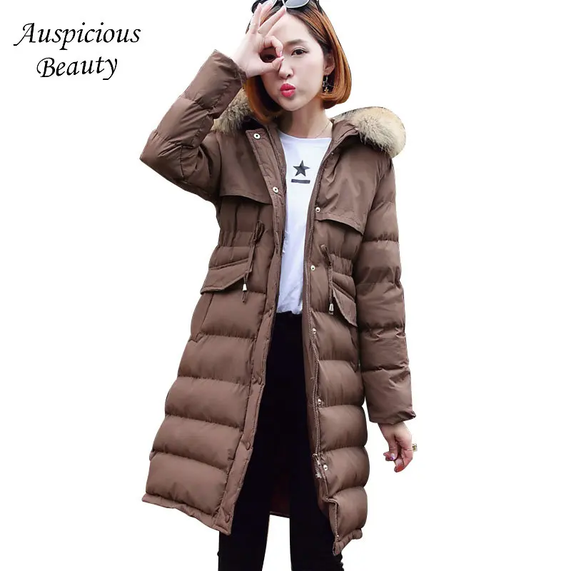 

2017 New Fashion Winter Women Long Jacket Parkas Hooded Fur Collar Coat Slim Warm Cotton Padded Thick Parkas Lady Outwear QJW104