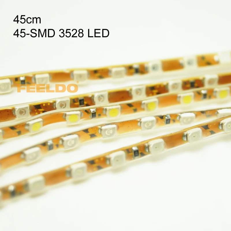 FEELDO 2 шт. 12 V 45 см супер Водонепроницаемый 45-светодиодный SMD 3528 фонарь RGB Гибкая автомобиля декоративное люминесцентное освещение# CA4582