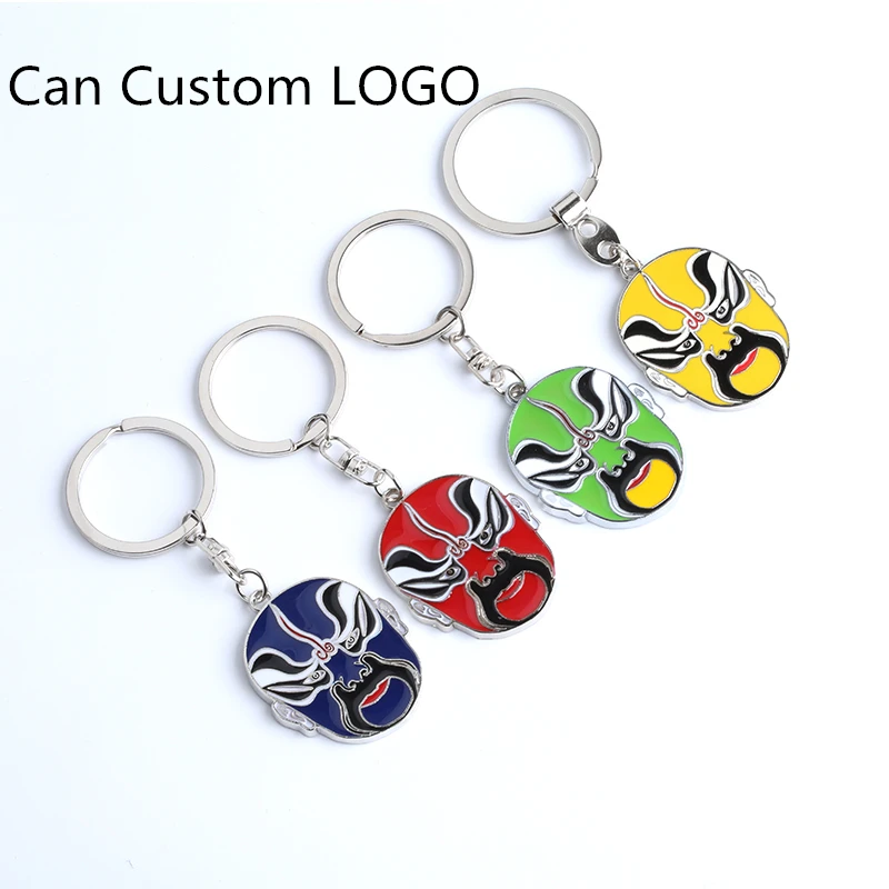 Chinese Ethnic Vintage Peking Opera Keychain Gift Keyring Metal Zinc