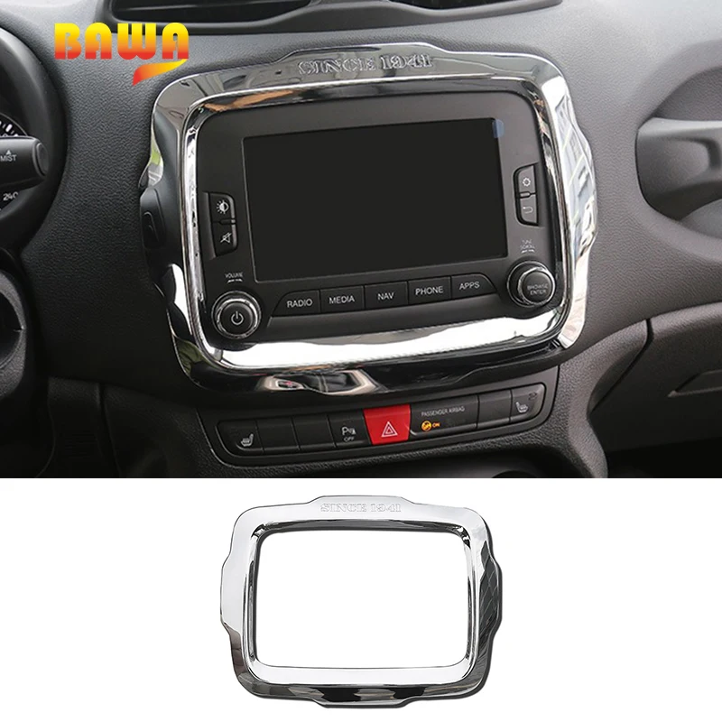 

BAWA Interior Mouldings for Jeep Renegade 2016 ABS GPS Navigation Decoration Frame Accessories for Jeep Renegade 2017 Stickers