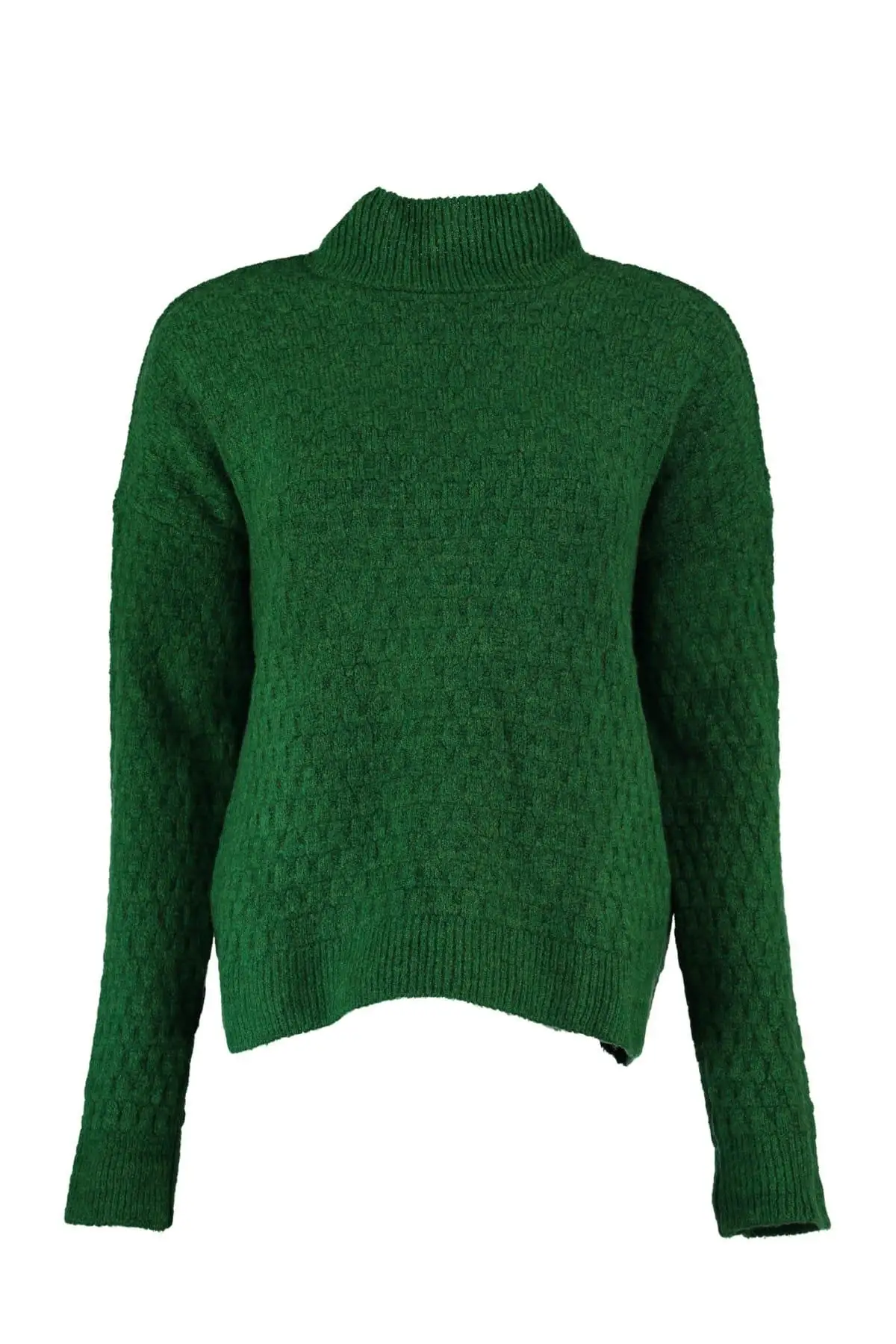 

Trendyol WOMEN-Green Braided Upright Collar Sweater Sweater TWOAW20FV0005