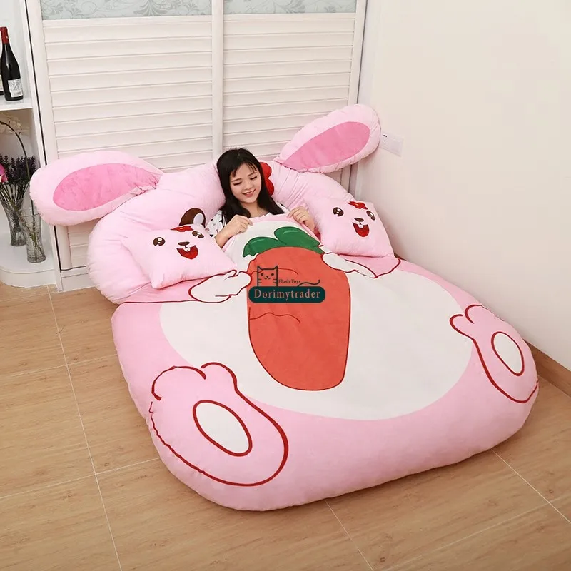 Dorimytrader Cartoon Animal Pink Rabbit Beanbag Soft Plush Bed Sofa Mattress Carpet Tatami 2 Sizes Free Shipping DY60848 (4)