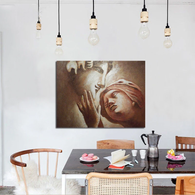 Романтическая парная картина маслом для влюбленных холст современное искусство