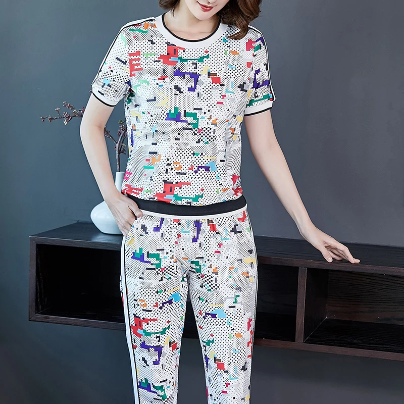 

White 2 Piece Outfits Tracksuits for Women Fashion Co-ord Set Striped Top and Pant Suits 2019 Summer Festival Matching Clothing