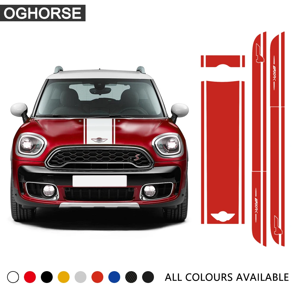 

Car Hood Bonnet Trunk Engine Rear Door Side Stripes Decal Sticker All4 for MINI John Cooper Work S Countryman F60 2017-Present