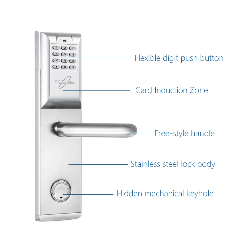 Keypad Touch Screen Card Intelligent Digital Door Lock Smart Password Mechanical Key Silver L&ampS SL16-084S-2 | Обустройство дома