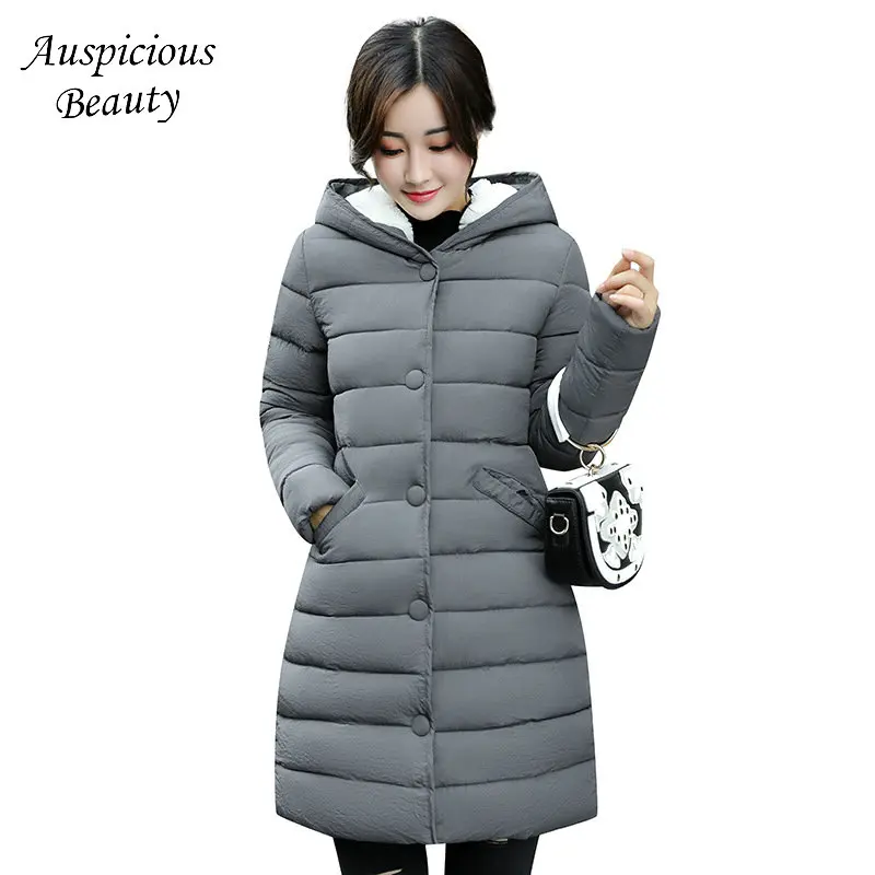 

Winter Hooded Coat Women Long Slim Jacket Padded Coat Thick Down Female Winter Coat Down Parka Women Thick Coat CXM106