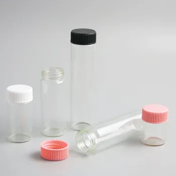 

360 x 15ml 25ml 40ml 50ml 60ml Clear Glass Bottle Plastic Screw Cap Orifice Reducer of Essential Oil Sample Vial Makeup Tool