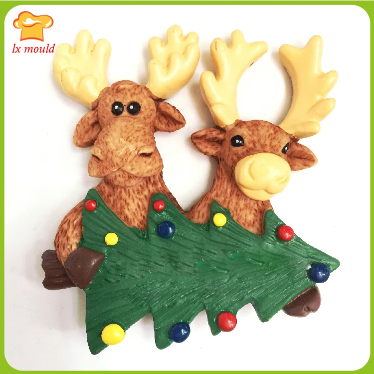 LXYY форма лося в форме рождественской елки силиконовые формы с тиснением сахарные конфеты декоративная форма