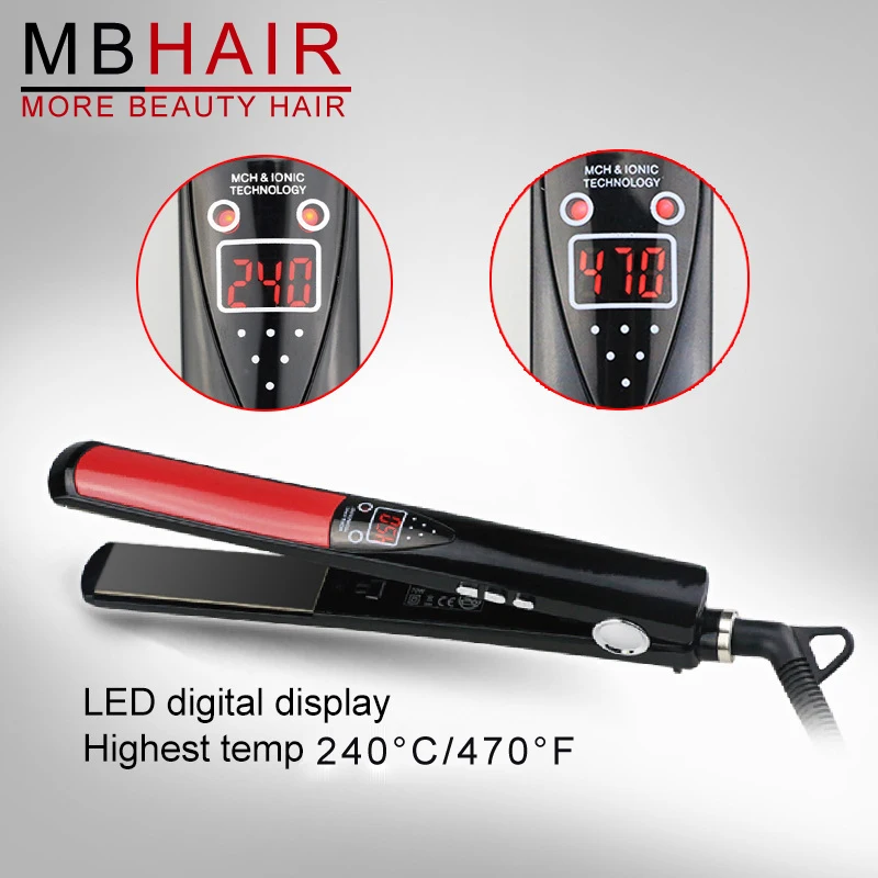Beli Mbhair LCD Display Pelat Titanium Flat Iron Straightening Besi Styling Alat Pelurus Rambut Profesional Gratis Pengiriman