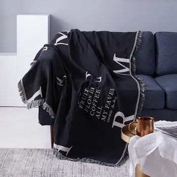 

Nordic Throw Blanket Multifunction Retro Letters Decoration Slipcover Cobertor Sofa Bed Non-slip Stitching Sheet Blankets Colors