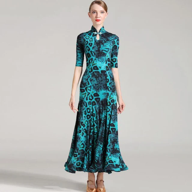 Chinese Cheongsam Collar Ballroom Dance Competition Dresses Women Waltz