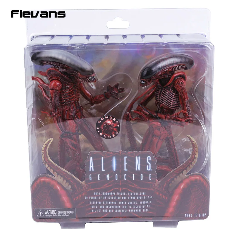 NECA Aliens Genocide Xenomorph Big Chap & Dog Alien Concept PVC Action Figure Collectible Model Toy 2-pack neca aliens 1 4 scale xenomorph warrior super big pvc action figure collectible model toy 18 retail box ems free shipping wu600