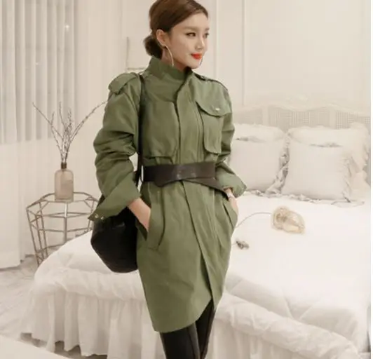 Autumn Women's Windbreaker Long Sleeve Adjustable Waist Vintage Slim Bodycon Trench Female Coat Korean Fashion Clothing