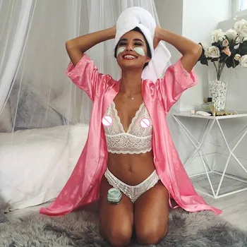 

sexy set solid color bra lingerie hot erotic underwear woman adult supplies openwork sexy lingerie deep V large size multicolor