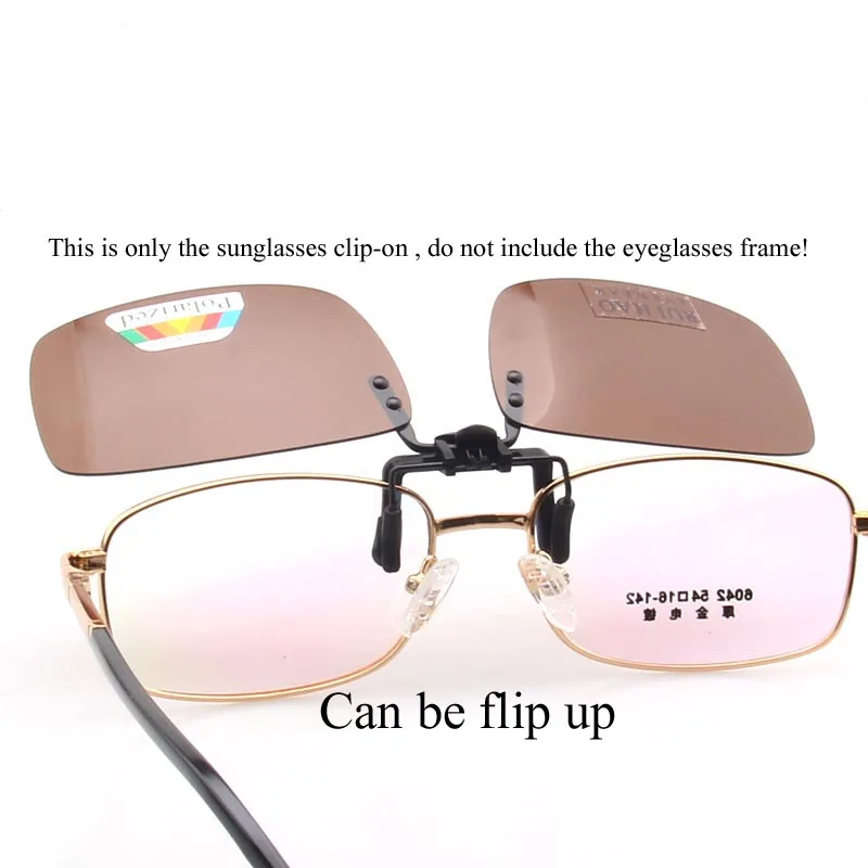 yuekuantai-1pair Unisex Brown Polarized Sunglasses Clip On Flip Up Eyewear Sun UV 400 Protective 