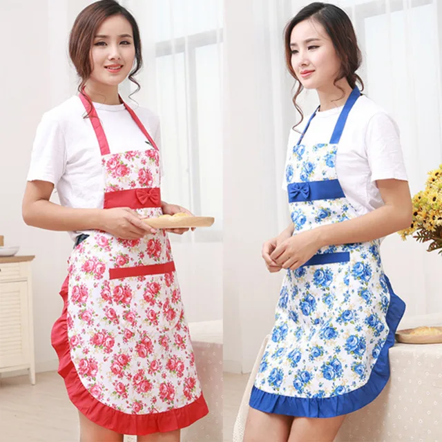 Buy Fashion Kitchen Apron For Women Bib Cooking Apron Waterproof Flower Printed 