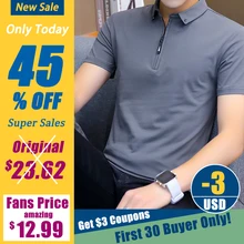 Новые мужские рубашки поло, летние хлопковые, спандекс, короткий рукав, однотонные, корейский стиль, на молнии, мужские Поло, брендовые, модные, облегающие футболки, топы