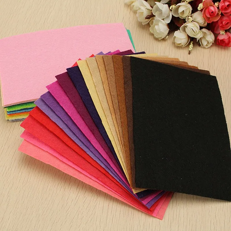

Kiwarm 40pcs Felt Sheet DIY Handmade Art Handwork Craft Polyester Fabric Embroidery Scrapbooking Doll Home Decor 10x15cm