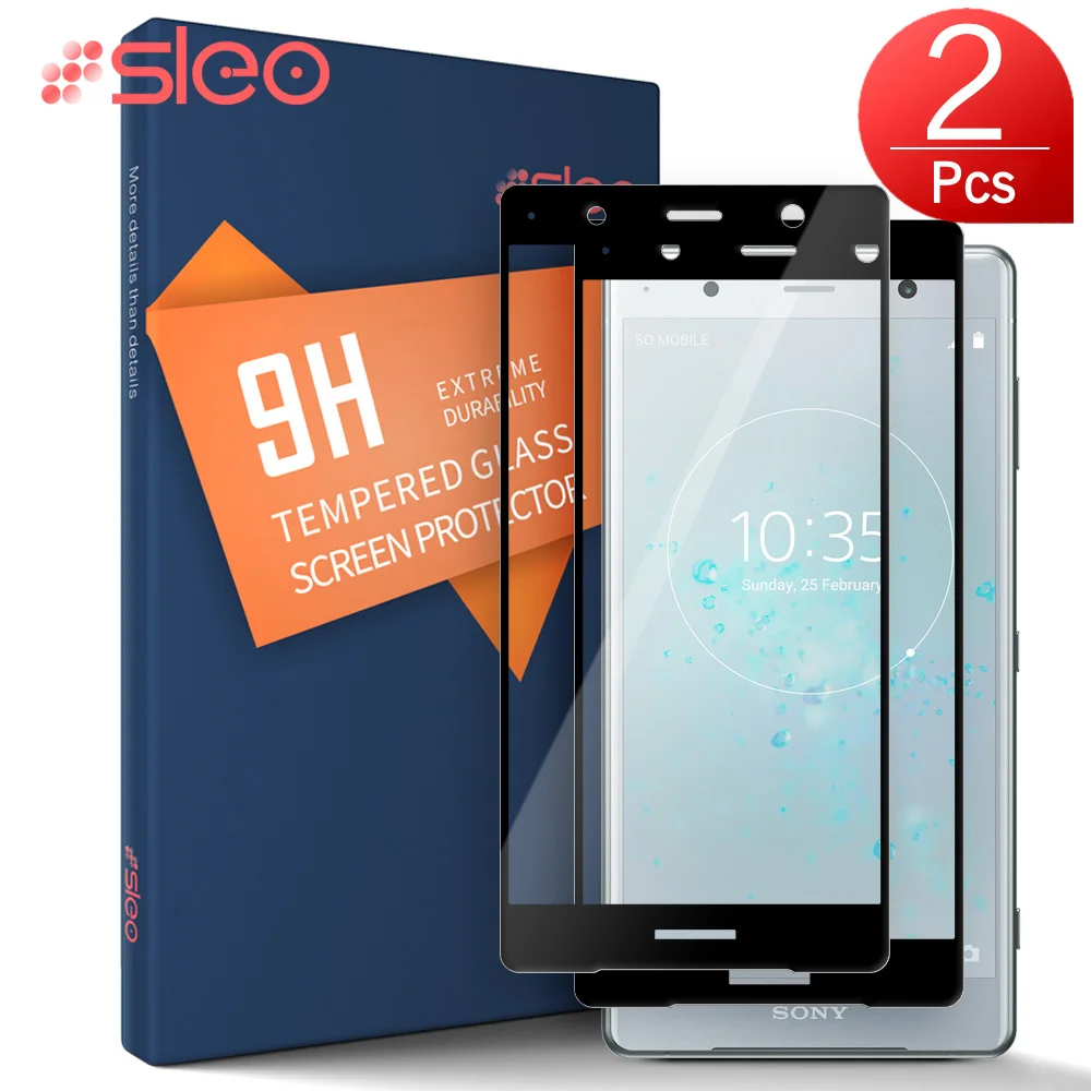 SLEO 2Pcs Full Cover Tempered Glass For Sony Xperia XZ2 Screen Protector Coverage Protective Film | Мобильные телефоны и