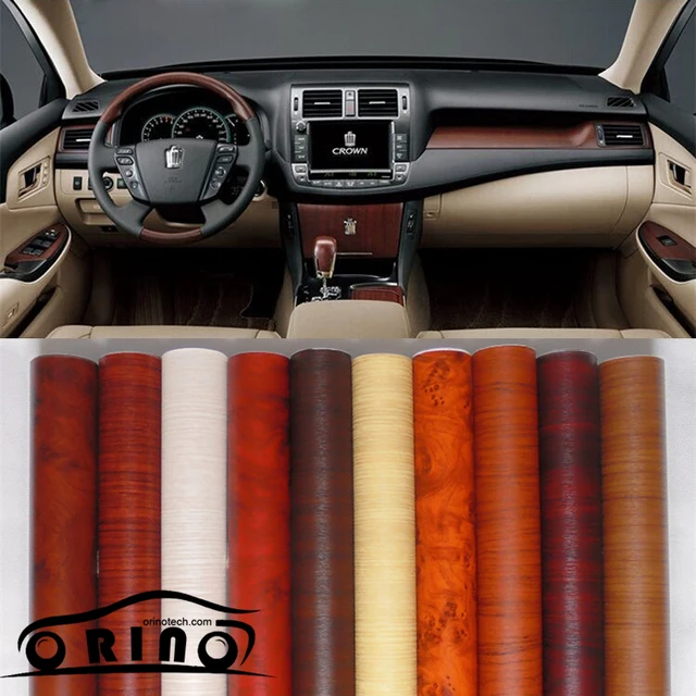Size1.24X50m/Roll Wood Grain Vinyl Film Wood Vinyl Car Wrap Without