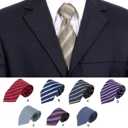 Элегантные Галстуки Для мужчин Бизнес одноцветное полосатых разные Цвета модные классические