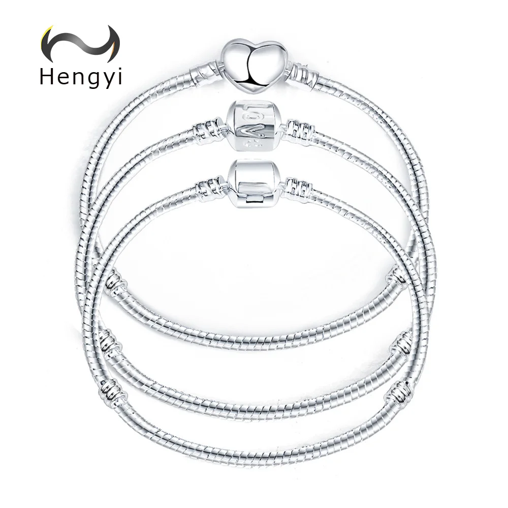 

Hengyi 5 Style Silver Color LOVE Snake Chain Bracelet & Bangle 17CM-20CM DIY Jewelry