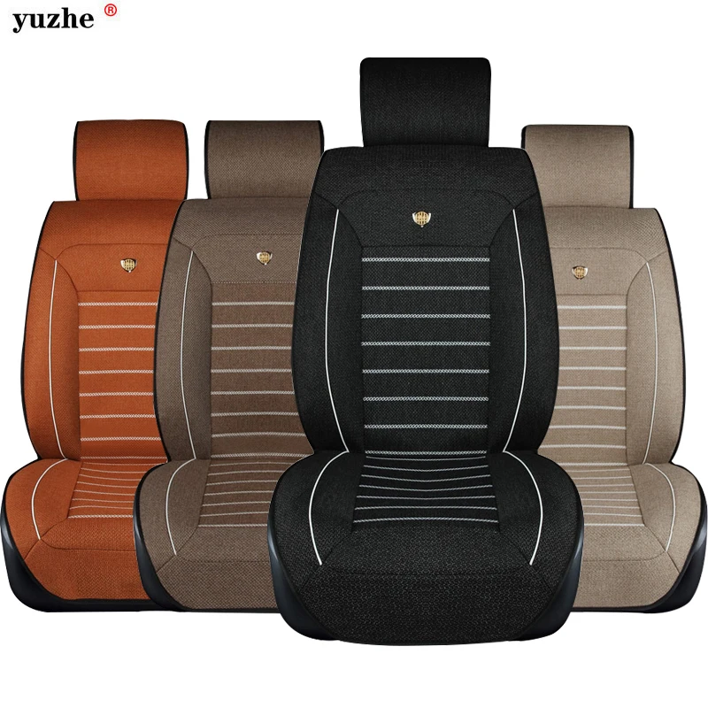 Linen Fabric Universal Car Seat Cover Set Red Car Styling Fit Most Car