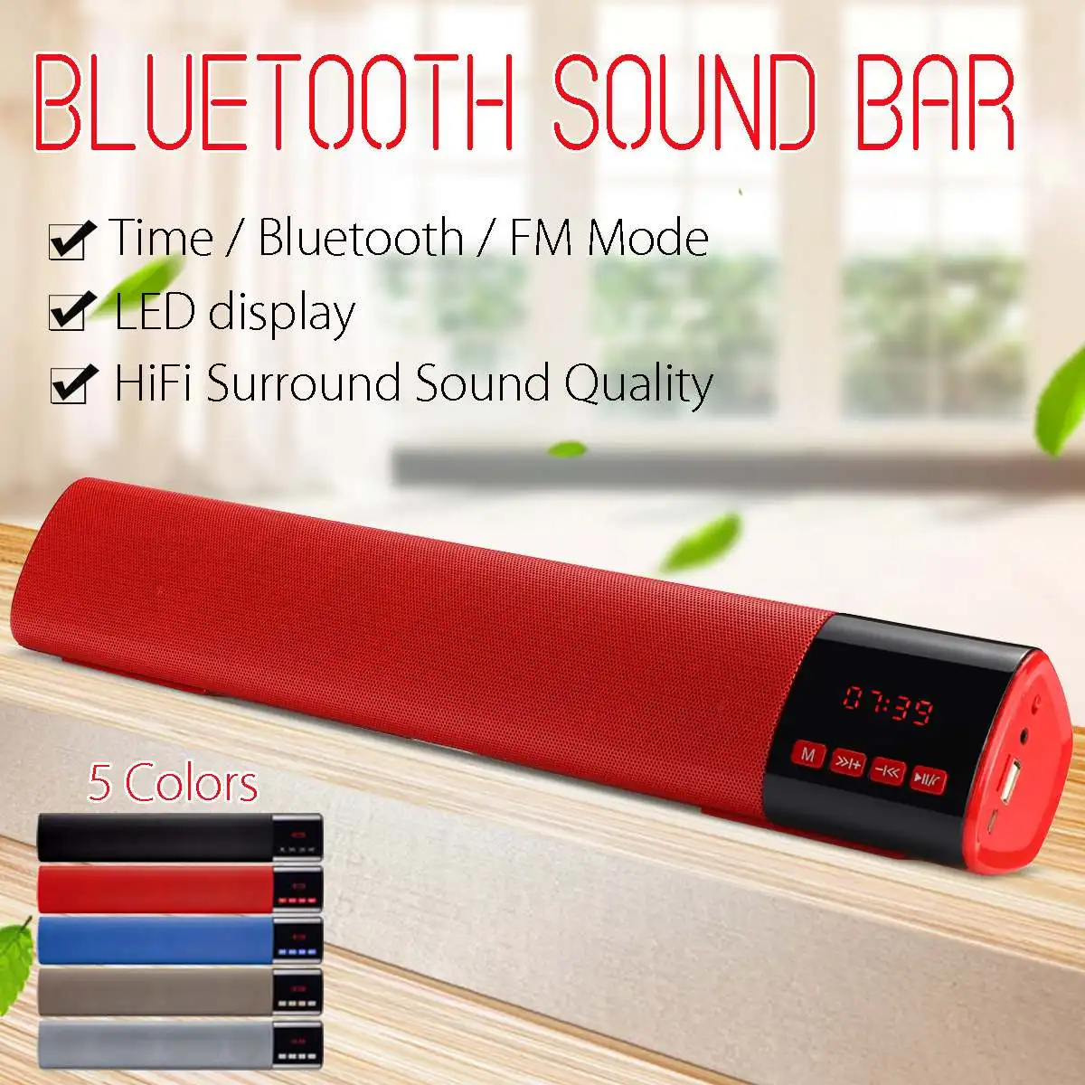 10 Вт HIFI портативный светодиодный bluetooth динамик Саундбар TF FM USB часы беспроводной сабвуфер Колонка для компьютера ТВ телефона