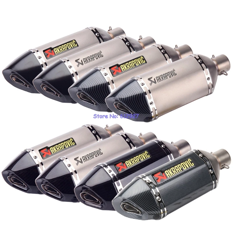 

JOHOTAKI: Length 370mm Inlet 51mm Universal Motorcycle Akrapovic Exhaust Pipe Muffler Escape Laser Marking with DB Killer