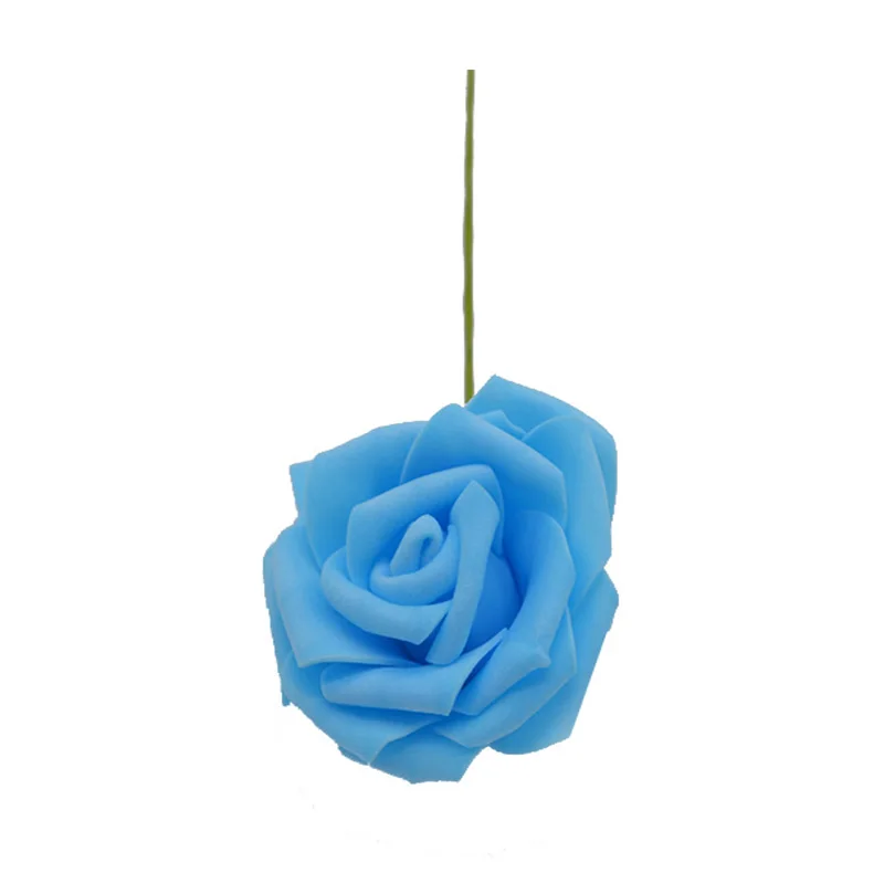 10 головок 8 см искусственные из ПЭ Пена розы Букет невесты искусственный цветок для свадьбы День Рождения Вечеринка домашний декор Скрапбукинг DIY ремесло поставки - Цвет: blue