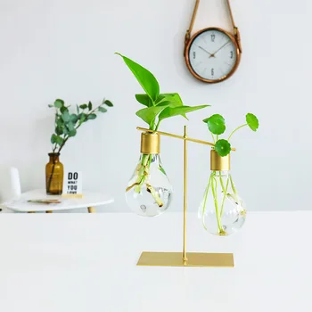 

Creative Light Bulb Shaped Glass Vase Ornaments Green Hydroponic Plant Holder Desktop Crafts Vase Home Decor Accessories Gifts
