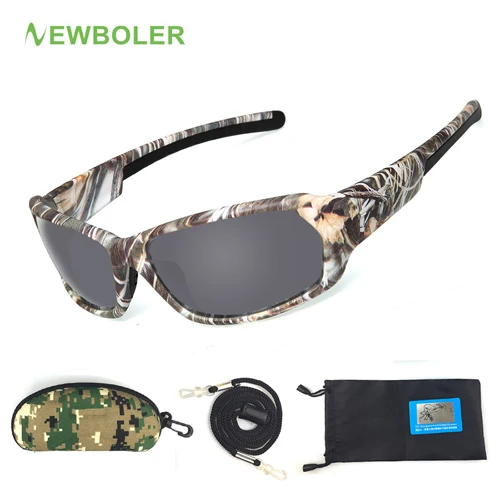 NEWBOLER уличные спортивные походные очки поляризационные UV400 камуфляжные мужские и женские солнцезащитные очки для рыбалки вождения солнцезащитные очки - Цвет: Gray lenses