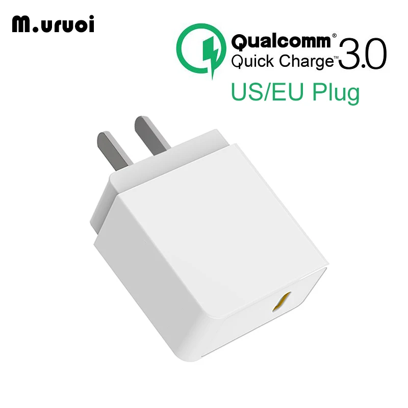  M.uruoi 18W Quick Charge 3.0 Fast EU Plug Charger For Mobile Phone US Plug Wall USB Charger Adapter