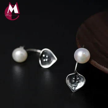 

Vintage Women Natural Pearl Earrings Punk Calla Lily Flower Wedding Long Ethnic Earrings For Women Gift Christmas Jewelry YE92