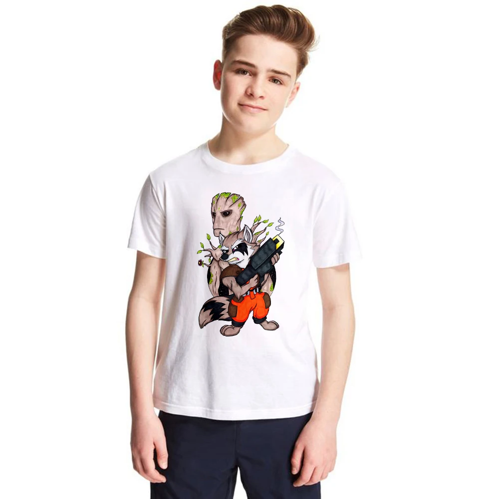 

2018 New Guardians of The Galaxy Kids T-shirt Anime Groot Rocket Raccoon Children T Shirt Baby Boy Girl Cartoon Tshirt Tops Tees