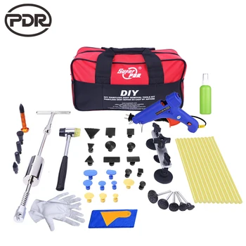 

PDR paintless dent repair tools dent puller kit slide hammer pulling bridge glue gun tools bag for car body dent removal
