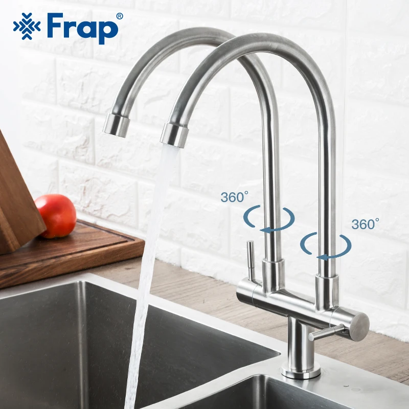 

Frap Kitchen Faucet Dual Handle Single Hole Kitchen Mixer Single Cold Water Faucet 304 stainless steel Sink Tap Kitchen Y40098