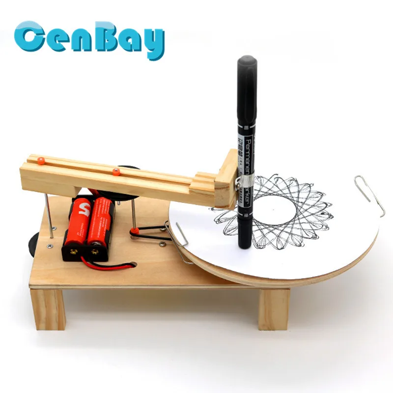 

Kids Creative Wooden Electric Plotter Science Toys Automatic Drawing Robot Assembled Model Kits Scientific Invention Experiment